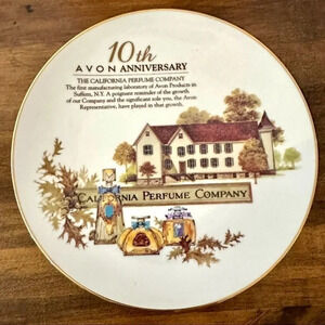 Avon 10th Anniversary California Perfume Company Commemorative Gold Lined Plate